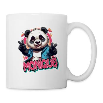 MONIQUE - Beau prénom de fille avec panda cool - Mug blanc - blanc - Droite