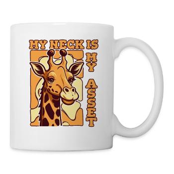 Mein Hals ist mein Kapital Giraffidae Nubischer Afrikaner - Tasse - Weiß - Rechts