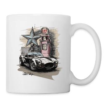 Retro AC Cobra mit 50s Zapfsäule - Geschenk - Tasse - Weiß - Rechts