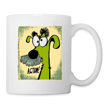 Chien directeur fou et drôle en action - Mug blanc - blanc - Droite