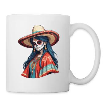 Ikonischer Zuckerschädel Mexikanisches Girl - Tasse - Weiß - Rechts