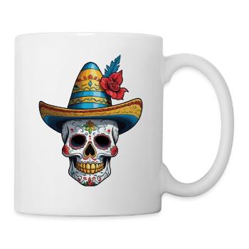 Ikonischer Zuckerschädel Mexiko Streetwear - Tasse - Weiß - Rechts