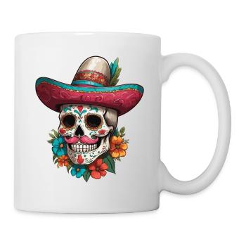 Ikonischer Zuckerschädel Mexiko Streetwear - Tasse - Weiß - Rechts