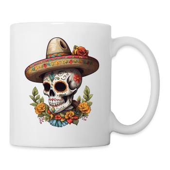 Iconique Sugar Skull Mexico Streetwear - Mug blanc - blanc - Droite