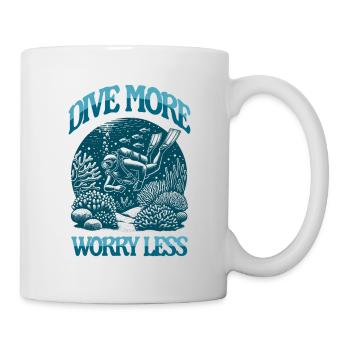 Dive More Worry Less Diver among Coral Reef Design - Mug - white - Right