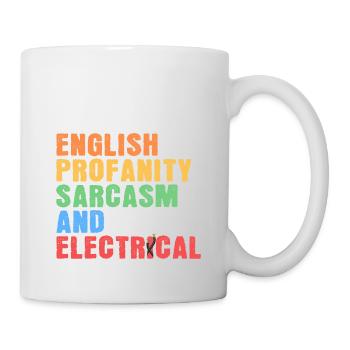 Ich spreche 4 Sprachen Englisch Schimpfwörter Sark - Tasse - Weiß - Rechts