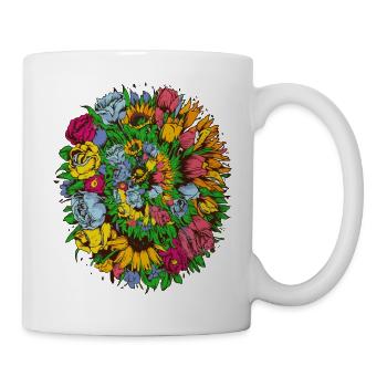 Garten Blumenstrauß - Tasse - Weiß - Rechts