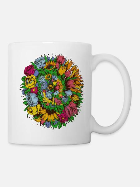 Garten Blumenstrauß - Tasse - Weiß