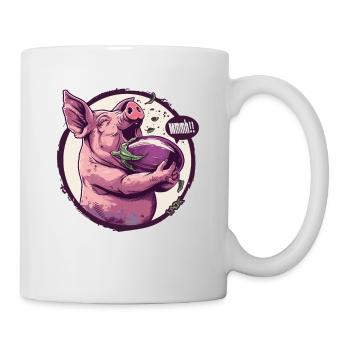 Auberginen liebendes vegetarisches Schwein - Tasse - Weiß - Rechts