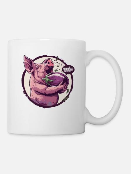 Auberginen liebendes vegetarisches Schwein - Tasse - Weiß