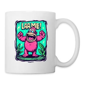 Pink and Green Cartoon Gorilla: Lame! - Mug - white - Right