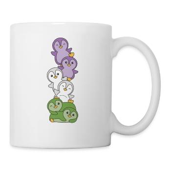 Genderqueer Drapeau Pride LGBTQ Pingouin mignon - Mug blanc - blanc - Droite