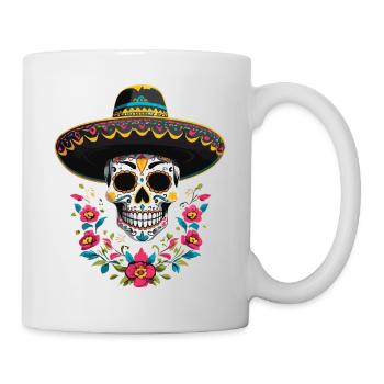 Ikonischer Zuckerschädel Mexiko Streetwear - Tasse - Weiß - Rechts