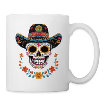 Ikonischer Zuckerschädel Mexikanischer Streetwear - Tasse - Weiß - Rechts