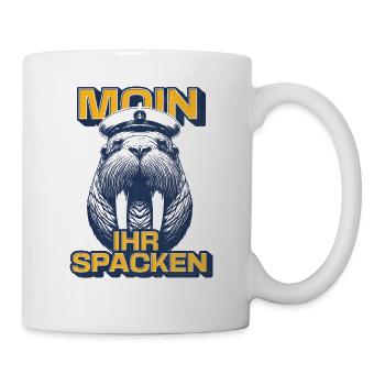 Moin Ihr Spacken Walross - Tasse - Weiß - Rechts