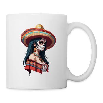 Ikonischer Zuckerschädel Mexikanisches Girl - Tasse - Weiß - Rechts