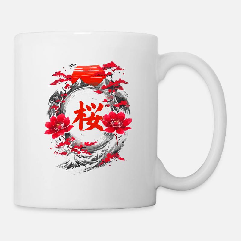 Kirschblüte Japan Berge - Tasse - Weiß