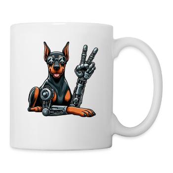 Doberman Robot Cyborg Chien Futuriste - Mug blanc - blanc - Droite
