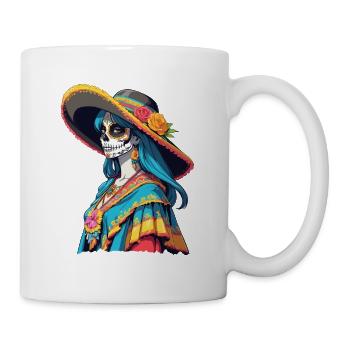 Ikonischer Zuckerschädel Mexikanisches Girl - Tasse - Weiß - Rechts