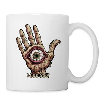 Hand mit Auge - Ich sehe dich - Tasse - Weiß - Rechts