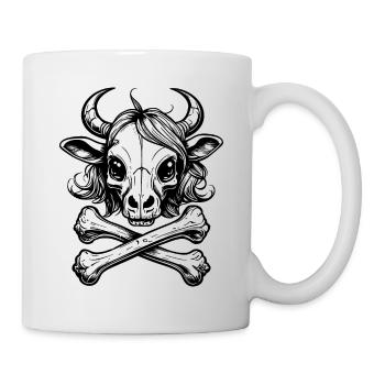 Comic-Kuh meets Rock: Totenkopf Edition - Tasse - Weiß - Rechts