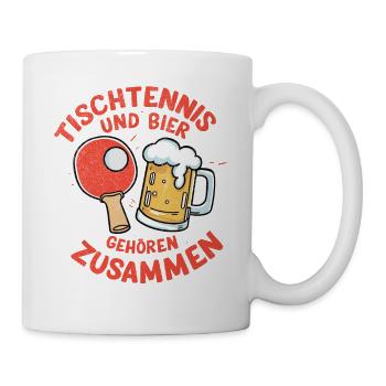 Tischtennis und Bier Ping Pong Spruch Alkohol - Tasse - Weiß - Rechts