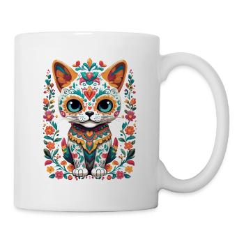 Kawaii Cat Sugar Skull Mexico Streetwear - Mug - white - Right