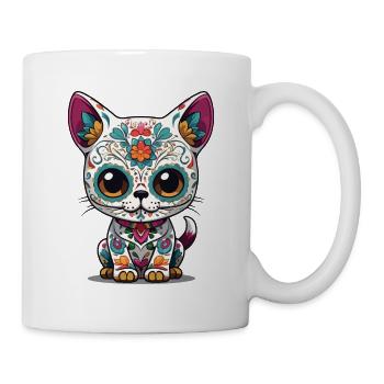 Chat Kawaii Emblématique Sugar Skull Mexique - Mug blanc - blanc - Droite