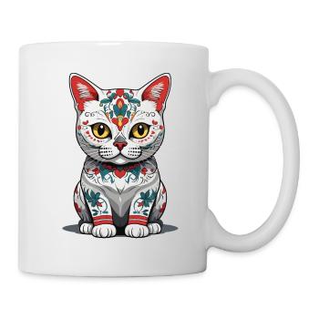 Chat Iconique Sugar Skull Mexique Streetwear - Mug blanc - blanc - Droite