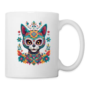 Sugar Skull Cat Aesthetic Mexico Streetwear - Mug - white - Right