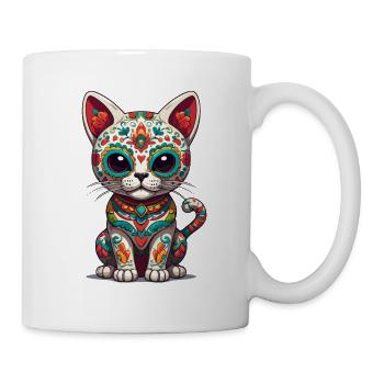 Katze Mexiko Zuckerschädel Ikonisch Streetwear - Tasse - Weiß - Rechts