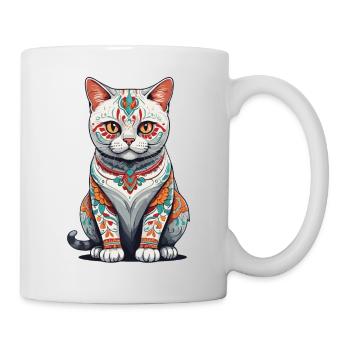 Chat Mexique Sugar Skull Streetwear Esthétique - Mug blanc - blanc - Droite