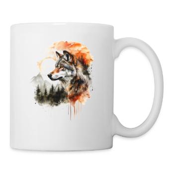 Wolf mit Wasserfarbe - Tasse - Weiß - Rechts