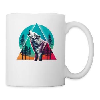 Wolf Forest Geometry Colorful - Mug - white - Right