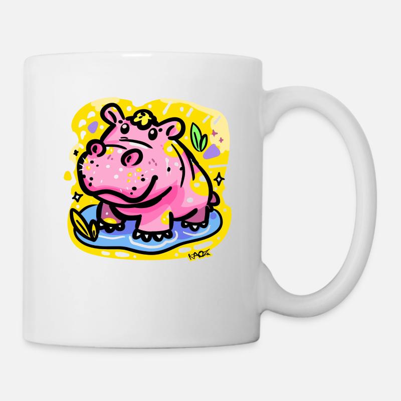 Buntes und niedliches Nilpferd - Tasse - Weiß
