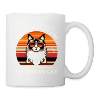 J’ai peut-être l’air de t’écouter, chat de Birmanie - Mug blanc - blanc - Droite
