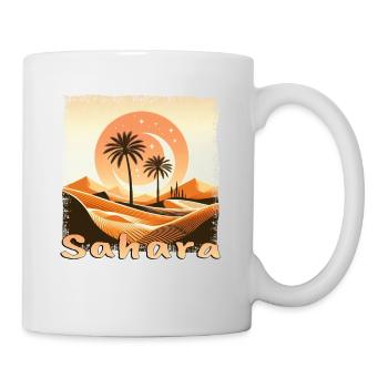 Désert du Sahara marocain et coucher de soleil sur les palmiers - Mug blanc - blanc - Droite