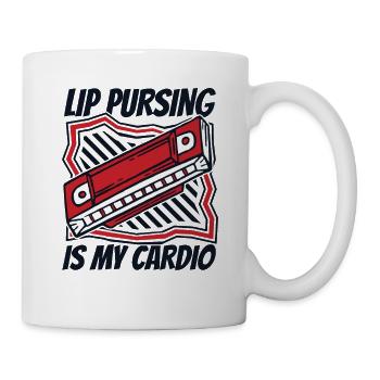 Le pincement des lèvres est ma harpe à bouche d’harmoniciste cardio - Mug blanc - blanc - Droite