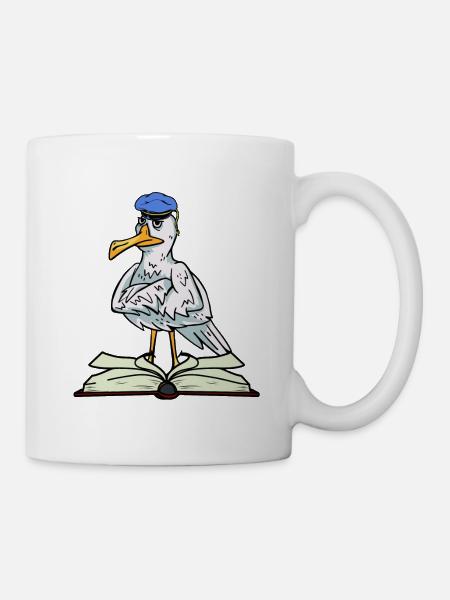 Möwe Seemann Seefahrer Buch Schüler Ahoi - Tasse - Weiß