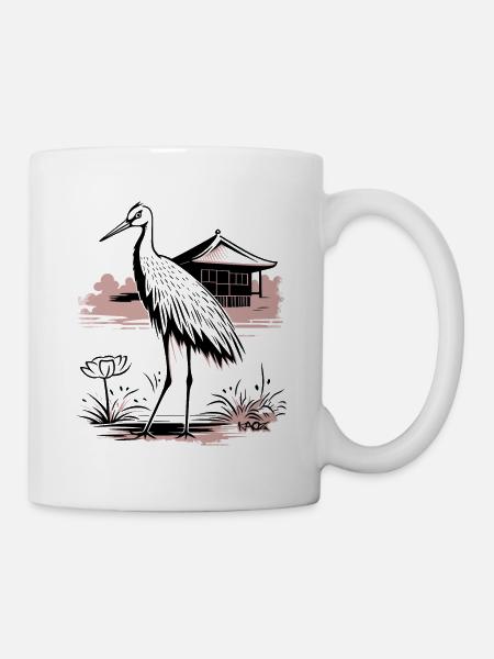 Kranich Vogel in Japan - Tasse - Weiß