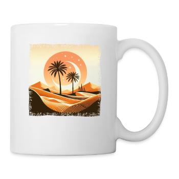 Désert du Sahara et palmier au coucher du soleil - Mug blanc - blanc - Droite