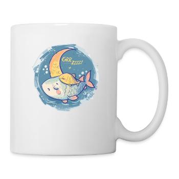 Schlafender Fisch mit Sternen und Mond - Tasse - Weiß - Rechts