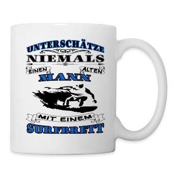 Never Underestimate an Old Man - Surfing - Mug - white - Right