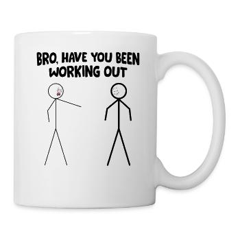 Bro Hast Du Lustigen Gym Stick trainiert - Tasse - Weiß - Rechts