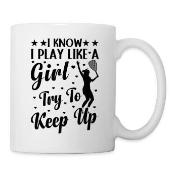 Je sais que je joue comme une fille essaie de suivre le rythme - Raquette - Mug blanc - blanc - Droite