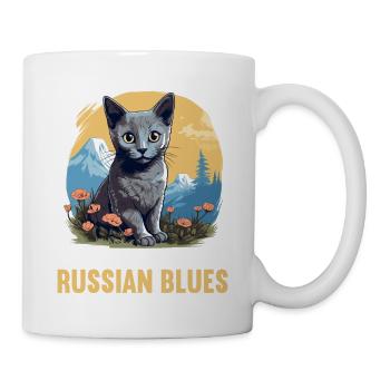Chat bleu russe Russisch Blau Katze - Mug blanc - blanc - Droite