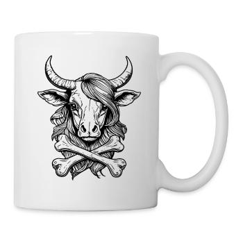 Aktivistinnen-Shirt: Symbolischer Rinder-Totenkopf - Tasse - Weiß - Rechts