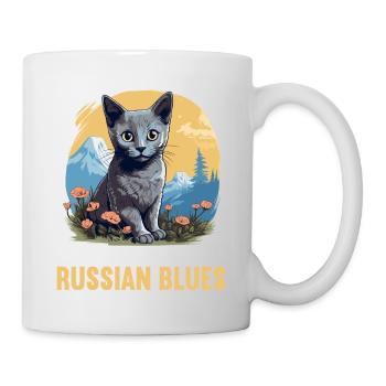 Chat bleu russe Russisch Blau Katze - Mug blanc - blanc - Droite