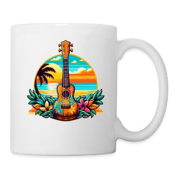 Rétro plage coucher de soleil Ukulélé Uke Player Instrument - Mug blanc - blanc - Droite