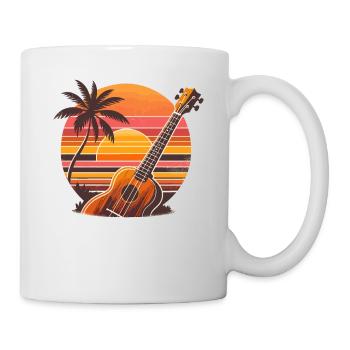 Rétro plage coucher de soleil Ukulélé Uke Player Instrument - Mug blanc - blanc - Droite